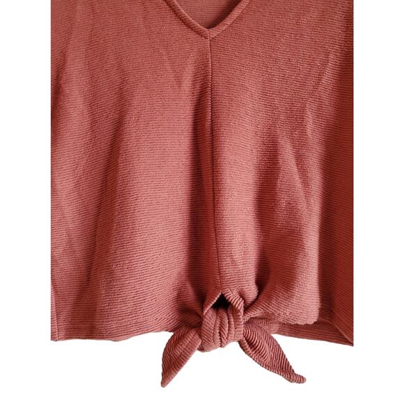 MADEWELL Texture & Thread S Top V-Neck Tie Waist Rust Brown Ribbed Knit Bust 34" - Picture 4 of 7